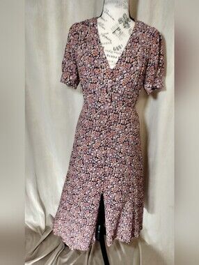 The Kooples Women's V-Neck Short Sleeve Floral Midi Dress. Size 1/US S